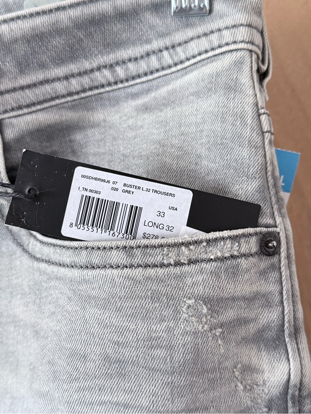 Diesel Buster Slim Tapered Jeans R99J6 Grey Stretch Men's W33 L32 NWT - Picture 10 of 16